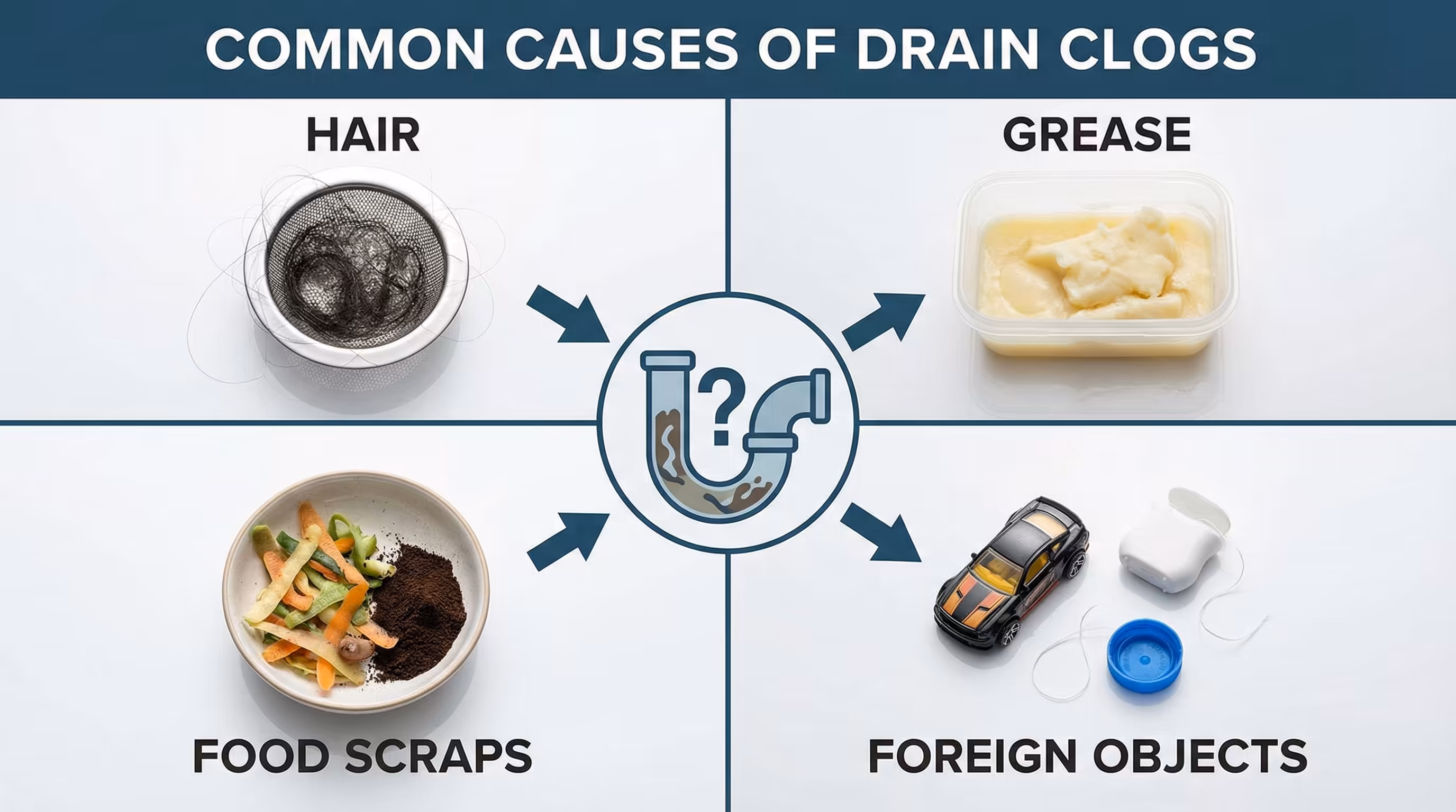 Gráfico mostrando as principais causas de entupimento residencial